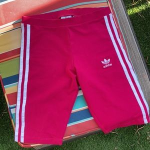 Adidas Biker Shorts with Stripes.